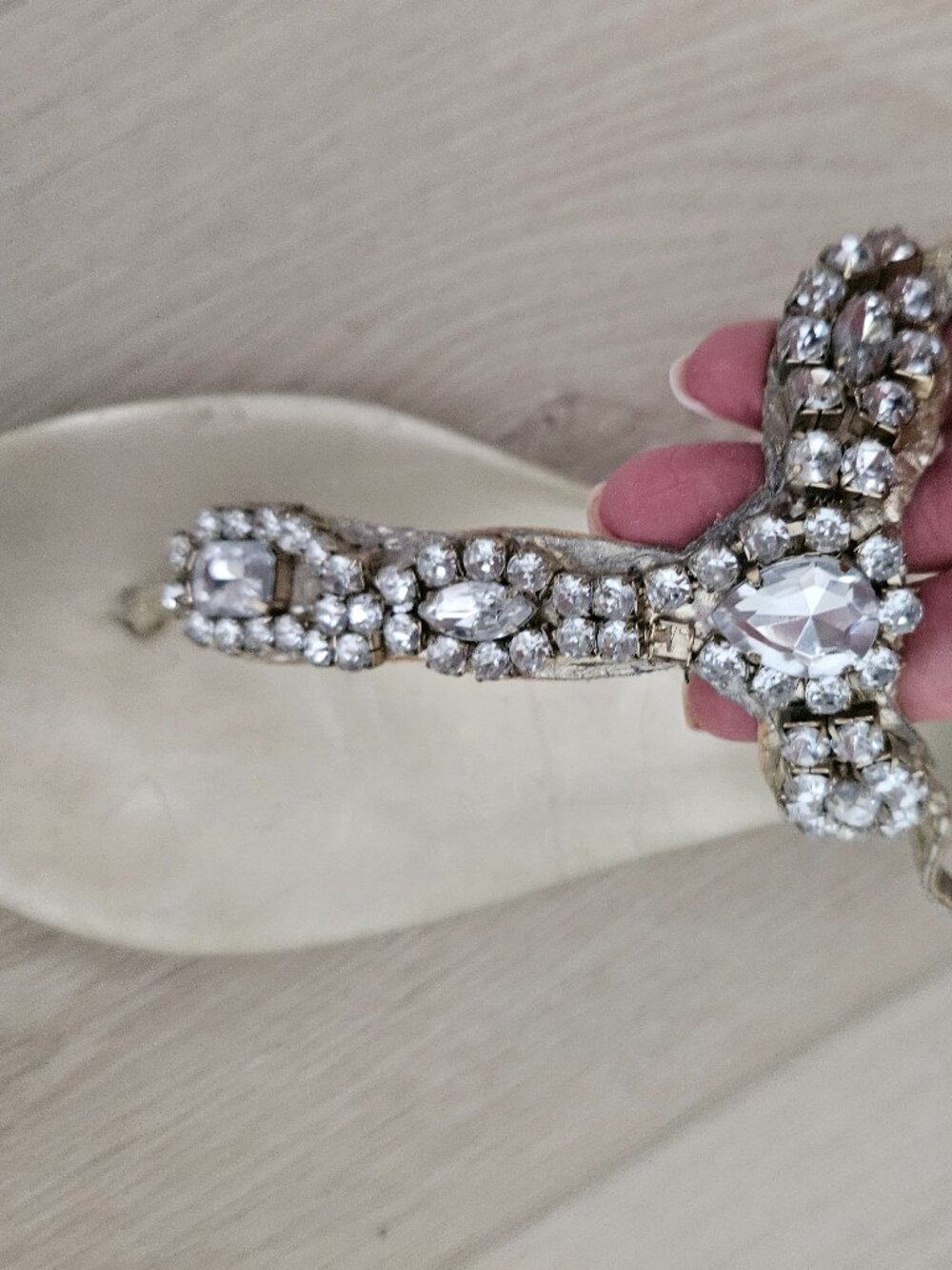 Bedazzled gold sandals, small wedge